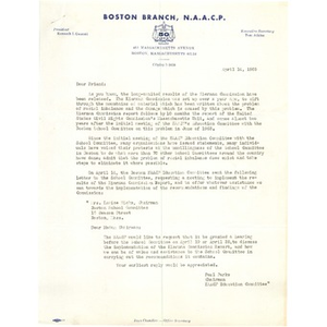 Letter, friend of the Boston NAACP, April 14, 1965.