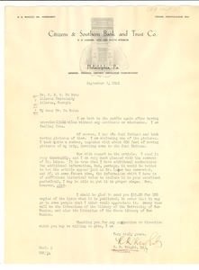 Letter from R. R. Wright to W. E. B. Du Bois