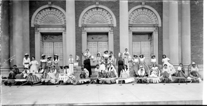 Posed group of children in costumes with decorated carts, ca. 1930-1940 : acetate film photonegative, banquet camera format.