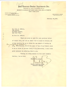 Letter from Roscoe Conkling Bruce to W. E. B. Du Bois