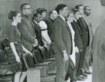 MacDowell school site demonstrators standing in court