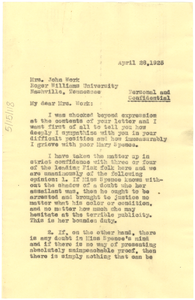 Letter from W. E. B. Du Bois to Mrs. John Work