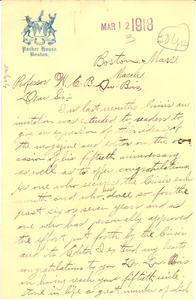 Letter from Daniel F. Wilson to W. E. B. Du Bois