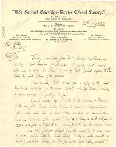 Letter from The Samuel Coleridge-Taylor Choral Society to the editor of The Crisis