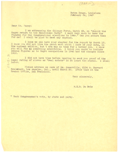 Letter from W. E. B. Du Bois to Leslie Perry