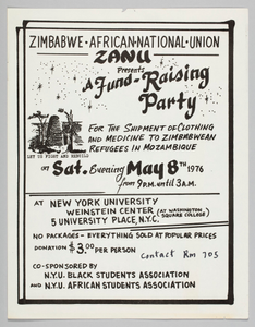 Flyer advertising a fundraising event for Zimbabwean refugees