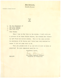 Letter from Fisk University to W. E. B. Du Bois