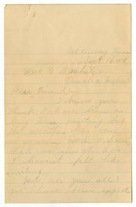 Letter from Alta Berry to Linnet White, September 16, 1909