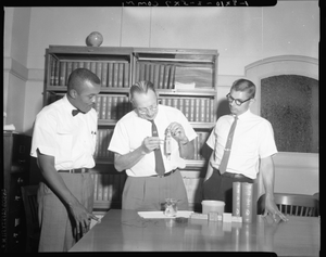 Joe Paige at Bureau of Standards with Scientists, July 1964 [cellulose acetate photonegative]