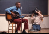 James "Son" Thomas, Pat Thomas, Ray Lum, Joe Cooper, William R. Ferris. Performance at Yale, American Folklife Festival in Washington, D.C., filming life in Leland, Miss., 1974.(Box 10 Ferris 034)