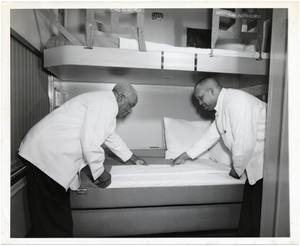 Porters preparing bed in Pullman Sleeper : photoprint