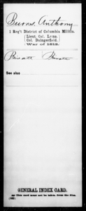 Burns, Anthony - State: District of Columbia - Regiment: 1 District Of Columbia Militia