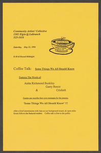 Flyer: Coffee Talk, May 21, 1994