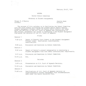 Boston School Committee agenda, February 26 - 27, 1988.