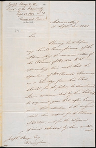 Letter from Great Britain Admiralty, to Amos Augustus Phelps, 21 September 1841