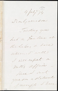 Thumbnail for Letter from Wendell Phillips, to William Lloyd Garrison, 4 July [18]74