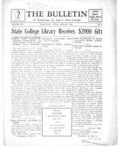 The Bulletin of Tennessee A. & I. State College, January, 1928