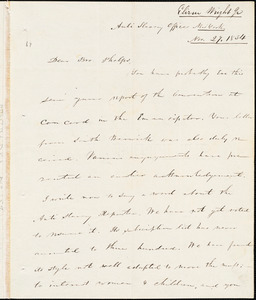 Letter from Elizur Wright, New York, to Amos Augustus Phelps, 1834 Nov[ember] 27