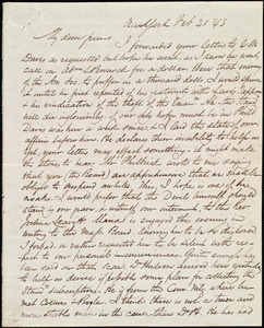 Letter from James Sloan Gibbons, New York, to Maria Weston Chapman, Feb. 21, [18]43