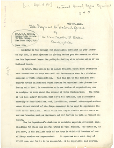 Letter from United States Secretary of War to W. E. B. Du Bois