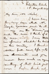 Letter from Mary Burton, [Edinburgh, Scotland], to Elizabeth Pease Nichol, 1st August 1877