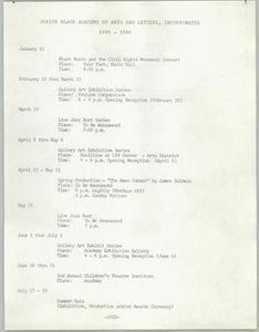 Calendar of Events 1985-1986