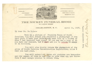 Letter from E. C. Mickey to W. E. B. Du Bois