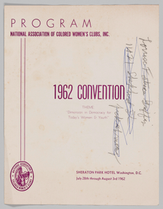 National Association of Colored Women's Clubs, Inc., 1962 convention program