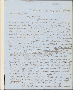 Letter from Calvin Ellis Stowe, Bowdoin College, [Maine], to Edwards Amasa Park, 1851 June 22