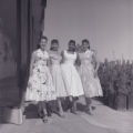 Film negative of Moulin Rouge parade float showgirls, May 5, 1955