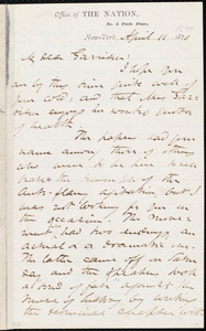 Letter from James Miller M'Kim, New York, [N.Y.], to William Lloyd Garrison, April 11 1870