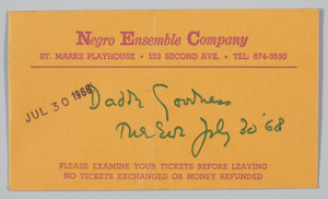 Ticket envelope for Song of the Lusitanian Bogey and Daddy Goodness