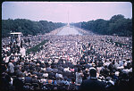 [View from the steps of the Lincoln Memorial of crowds of people during the1963 March on Washington for Jobs and Freedom]