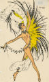 Thumbnail for Costume design drawing, topless showgirl in yellow and black feathers #3, Las Vegas, June 5, 1980