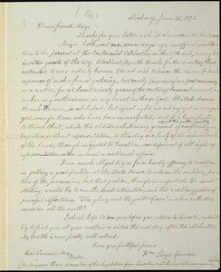 Letter from William Lloyd Garrison, Roxbury, [Mass.], to Samuel May, June 15, 1875