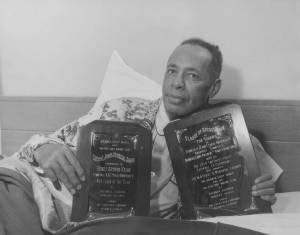 Coach Henry A. Kean with the Coach of the Year and Football Co-Championship Trophies in 1954