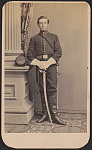 [Private John E. Wildes of Co. B and Co. E, 15th Pennsylvania Cavalry Regiment in uniform with sword]