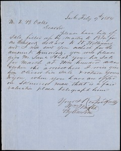 William Wright, Savannah, Ga., manuscript letter signed to Ziba B. Oakes, 9 February 1854