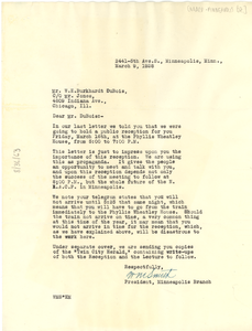 Letter from William M. Smith to W. E. B. Du Bois