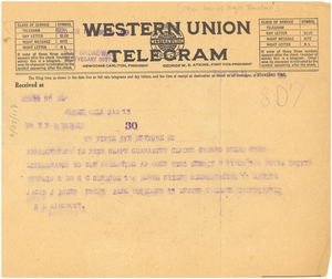 Telegram from Oklahoma Association of Negro Teachers to W. E. B. Du Bois