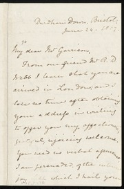 Letter to] My dear Mr. Garrison [manuscript