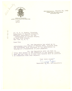 Letter from Belgian United Nations Delegation to W. E. B. Du Bois