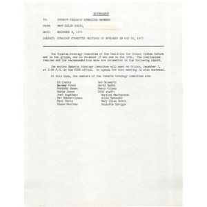 Thumbnail for Memo, strategy committee meetings of November 29 and 30, 1973.