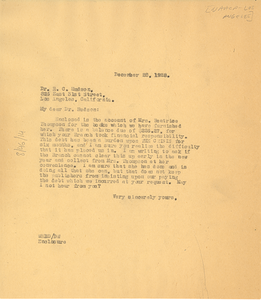 Letter from W. E. B. Du Bois to NAACP, Los Angeles Branch