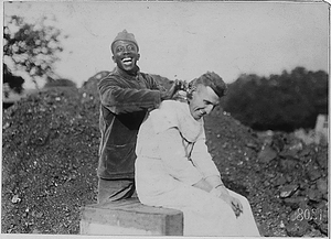 Company barber at American Red Cross, Hospital Number 5, Auteuil, France.