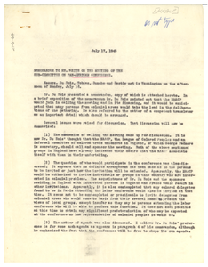 Memorandum from William Hastie to Sub-Committee of the Committee on the Pan African Congress