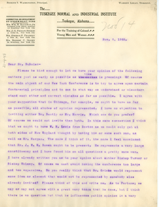 Letter from Booker T. Washington to W. E. B. Du Bois