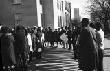 Protestors at the Jefferson County courthouse in Birmingham, Alabama, during the voter registration campaign that began in December 1965.