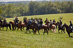 Scene during one of several battle re-enactments, held each American Independence Day Weekend, of the decisive 1863 Battle of Gettysburg in Pennsylvania, which turned the tide of the American Civil War against the Confederacy