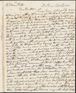 Letter from Simeon Smith Jocelyn, New Haven, to Amos Augustus Phelps, Sept 28th 1833